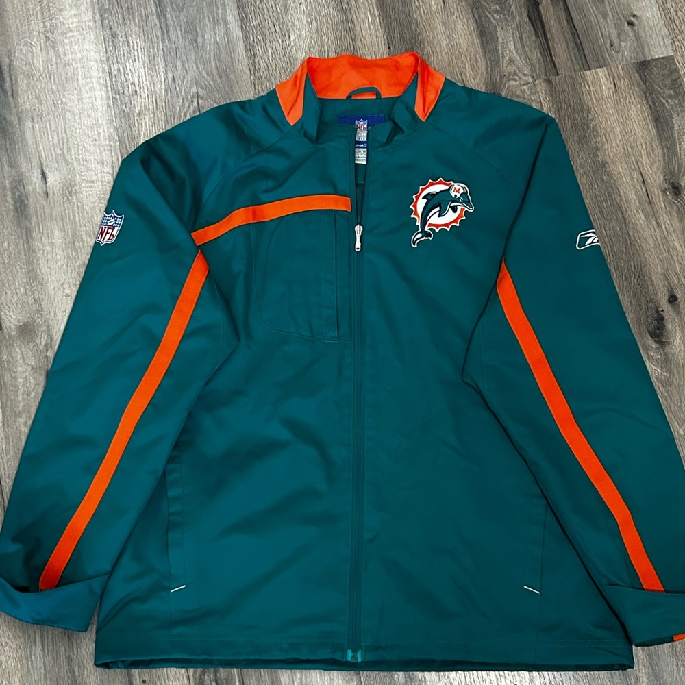 Reebok Men's NFL Miami Dolphins Team Apparel Medium Full Zip Windbreaker